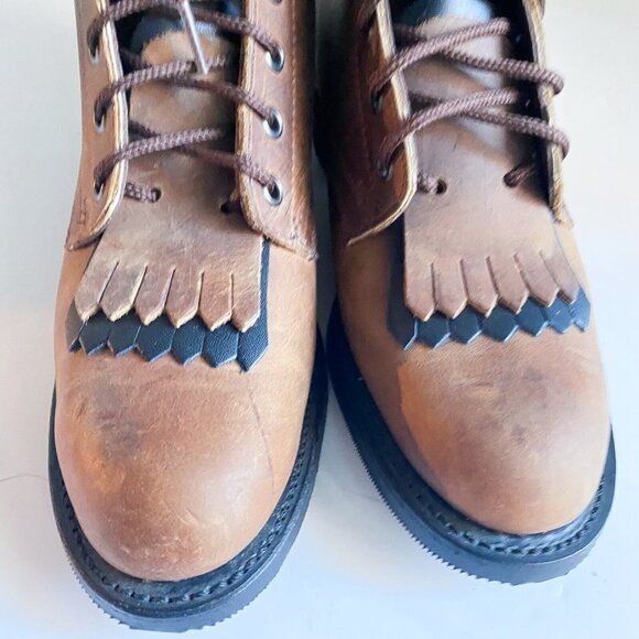 NEW Deadstock Vintage Brahma Brown Leather Lace up Boots Made in Canada 8C - Picture 4 of 9